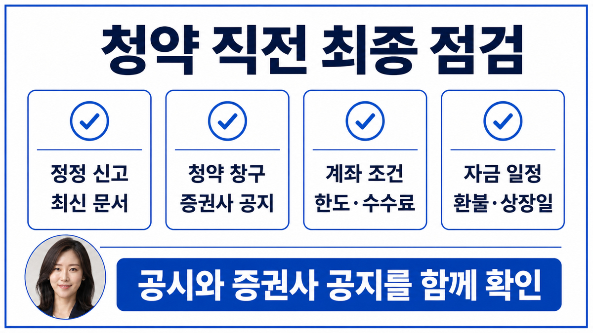 공모주 청약 직전 최신 투자설명서 계좌 조건 청약한도 환불일을 다시 확인하는 카드뉴스