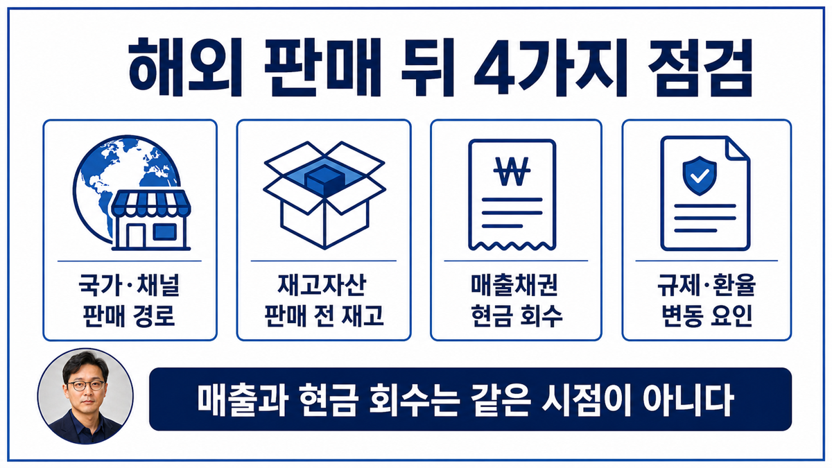 K뷰티 해외 판매를 국가 채널 재고 매출채권 환율로 점검하는 카드뉴스