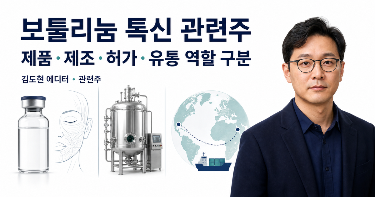 보툴리눔 톡신 관련 기업의 제품 제조 허가 유통 역할을 구분한 대표 이미지