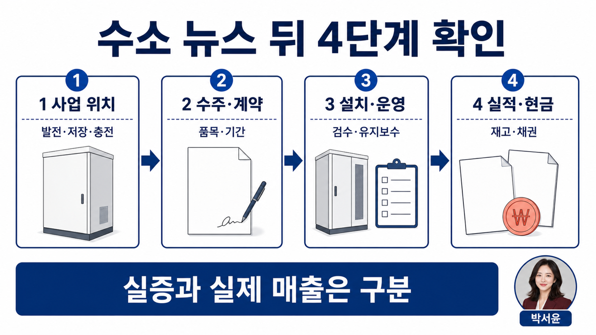 수소 연료전지 테마에서 수주 설치 검수 유지보수 실적과 현금흐름을 확인하는 카드뉴스