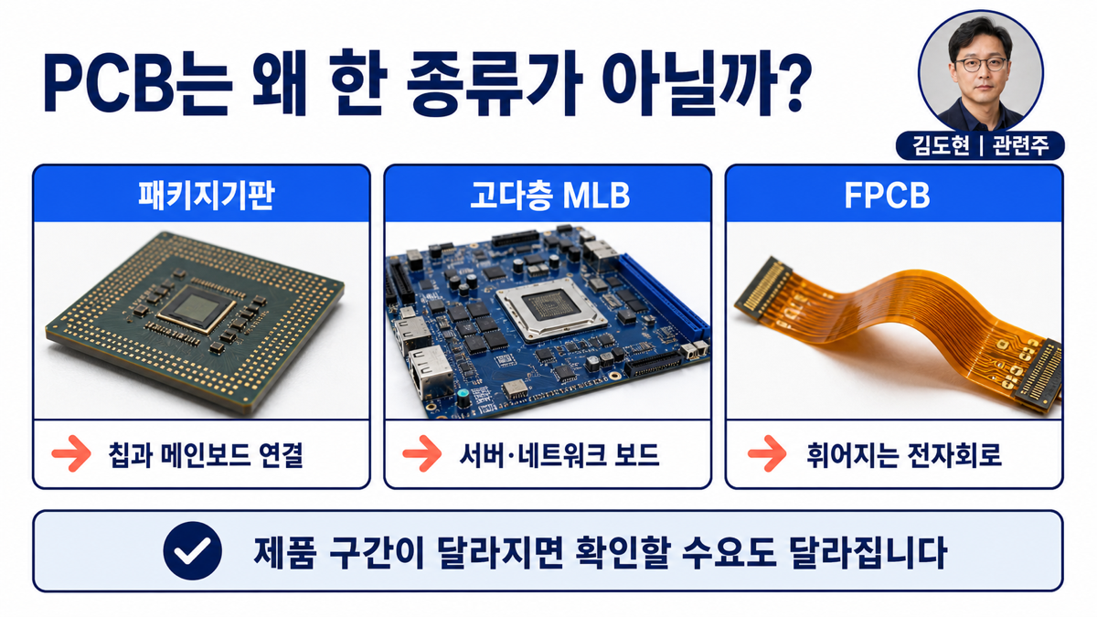 PCB 관련주를 패키지기판 고다층 MLB FPCB 역할로 구분하는 카드뉴스