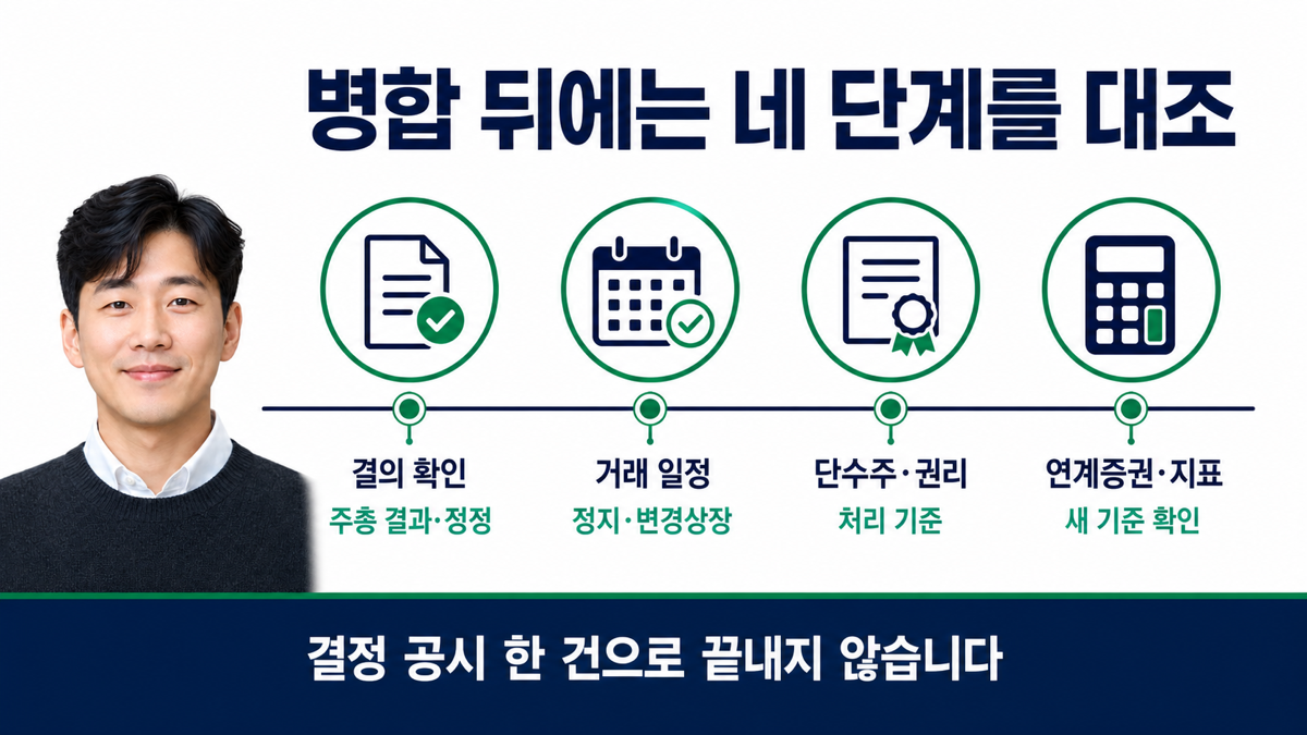 주식병합 뒤 단수주 변경상장 전환증권과 재무지표 기준을 순서대로 점검하는 카드뉴스