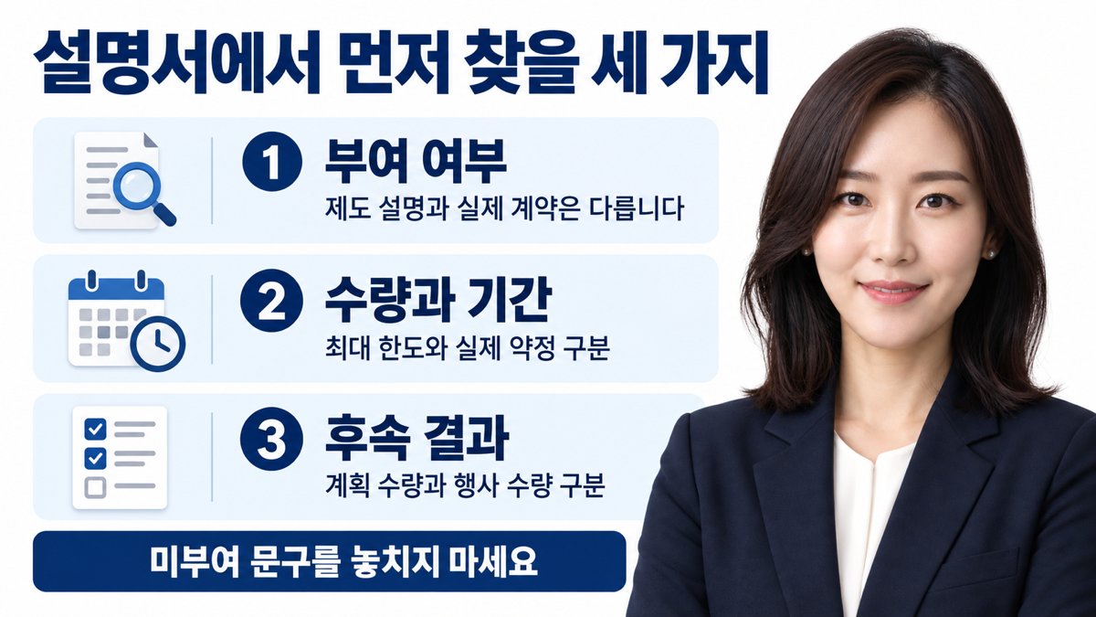 초과배정옵션은 최종 문서의 부여 여부, 계약 수량과 기간, 관련 후속 공시 순서로 확인합니다.